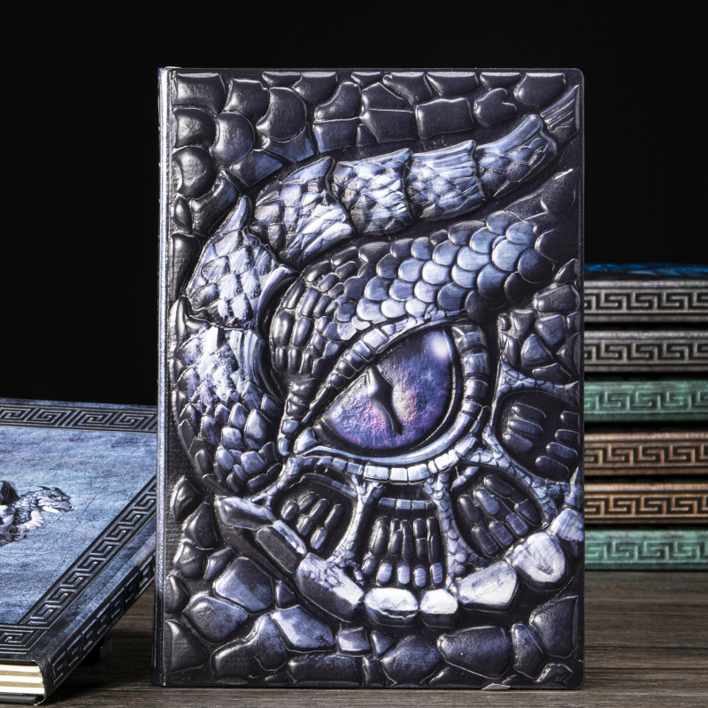Vintage Leather Journal Notebook - A5 3D Embossed Dragon Eye Notebook,Vintage